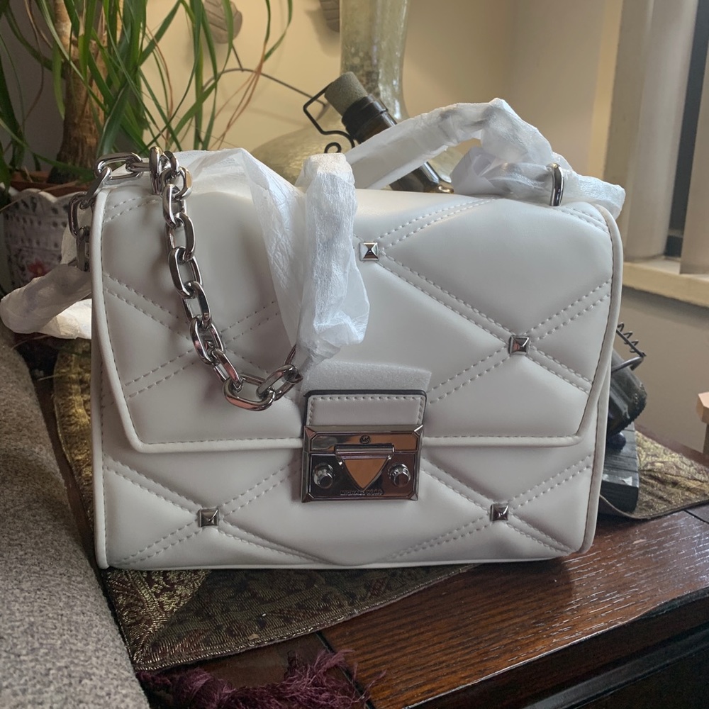 Authentic Michael KORS smooth leather studs Flap shoulder/Crossbody